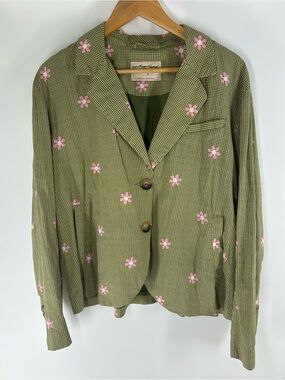 We The Free Olive Green Blazer with Pink Floral Print